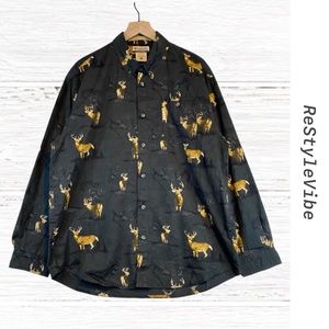 Columbia Men’s Size L Shirt Button Down River Lodge Deer Buck Long Sleeve Hunter